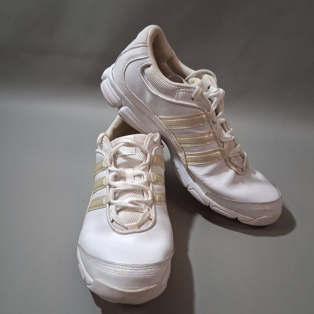 Adidas Womens Running Shoes White Gold Sneakers Size 9.5 Athletic Low Top 2016